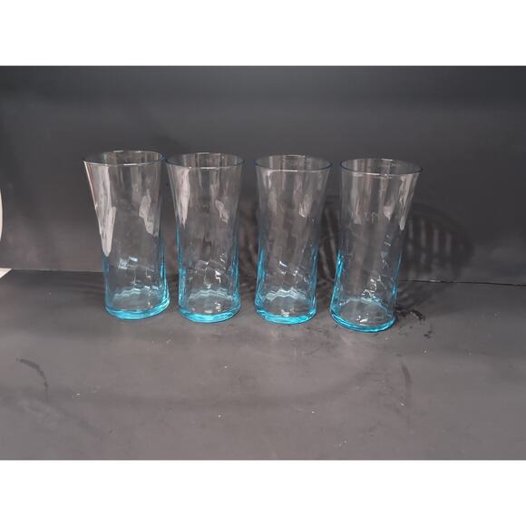 Wheaton Highball Glasses, Ribbed Optic Swirl, Sea Blue Set of 4, Vtg‎ Drinkware - Picture 2 of 9